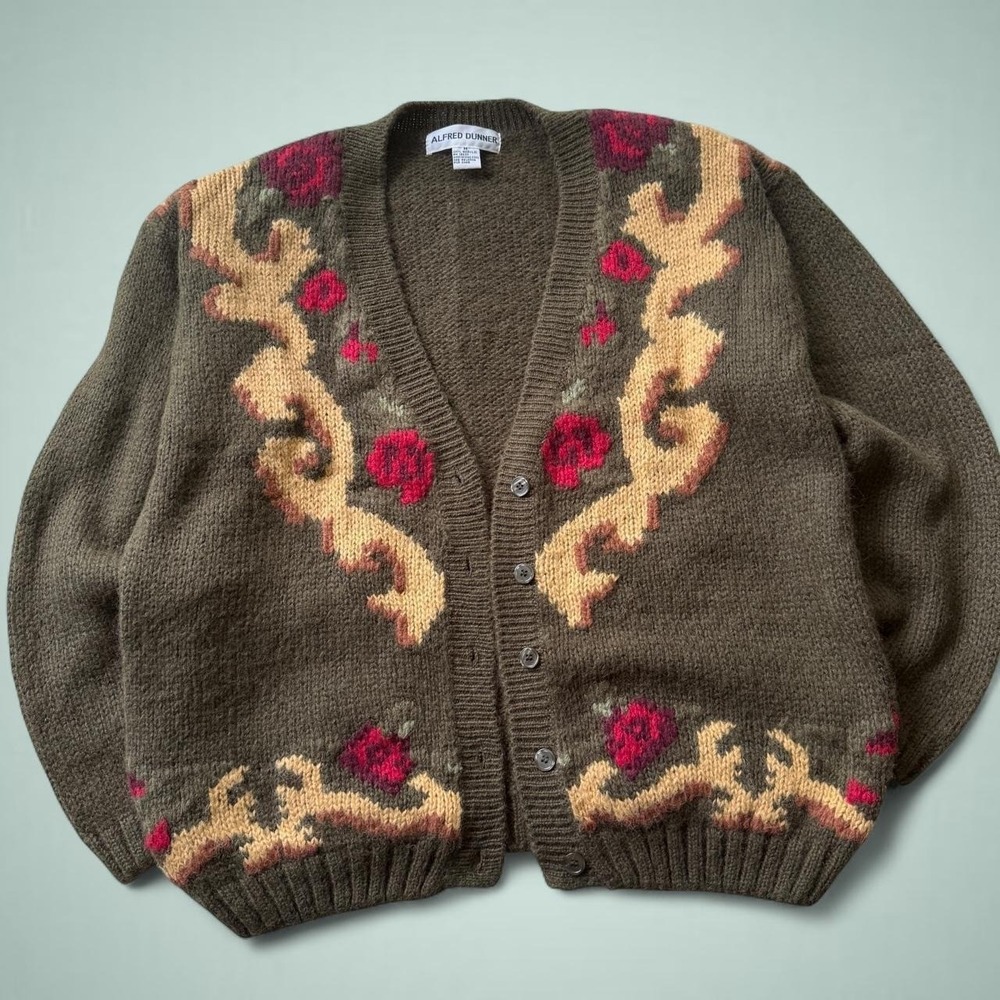Alfred Dunner Women's Cardigan Sweater Size M Floral Cottagecore Grandpa Cozy